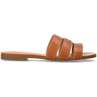 Manfield Cognac leren slippers | Maat 37