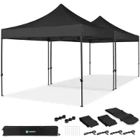 Vonroc Partytent - 6x3m - Premium easy-up Partytent | set incl. 2x Tent en 1x koppelsysteem – Zwart