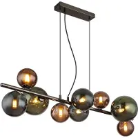 Globo Lighting Zwarte hanglamp Riha gekleurd glas 9-lichts
