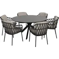 4 Seasons Outdoor Calpi Locarno dining tuinset 160 cm rond 7 delig HPL Antraciet