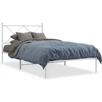 vidaXL Bedframe met hoofdbord metaal wit 100x200 cm