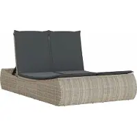 vidaXL Ligbed 2-persoons met kussens poly rattan lichtgrijs