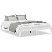 vidaXL Bedframe extra lang zonder matras grenenhout wit 160x220 cm