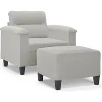 vidaXL Fauteuil met voetenbank 60 cm microvezelstof lichtgrijs
