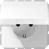 JUNG CD1520BFKIKLWW Wandcontactdoos met randaarde en klapdeksel Inzetstuk 1-voudig Alpine-wit 1 stuk(s)