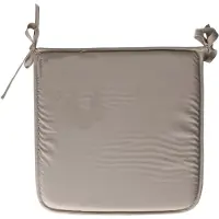 Stof Textile Home stoelkussens - grijs - 38 x 38 x 3 cm - voor binnen - touwtjes sluiting - zitkussens plat - vierkant