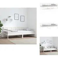 vidaXL Dagbed wit, massief hout, grenen, 90x190 cm - Bedden & Bedframes