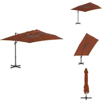 vidaXL Zweefparasol - Zweefparasols - Parasol - Tuinparasol - Zweefparasol met aluminium paal 400x300 cm terracottakleurig