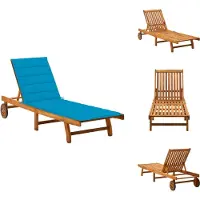 vidaXL Ligbed - Ligstoel - Ligbedden - Ligstoelen - Ligbed met kussen massief acaciahout