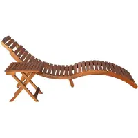 vidaXL Ligbed Met Tafel - Ligbedden Met Tafels - Ligbed Met Tafeltje - Ligbedden Met Tafeltjes - Ligbed met tafeltje en kussen massief acaciahout