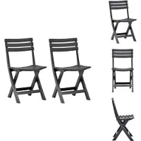 vidaXL Tuinstoel - Tuinstoelen - Tuin Stoel - Tuin Stoelen - Tuinstoelen inklapbaar 2 st kunststof antraciet