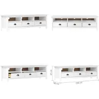 vidaXL Tv-meubel Hill 158x40x47 cm massief grenenhout wit - Tv-kast - Tv-kasten - Televisiekast - Televisiekasten