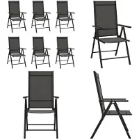 vidaXL Tuinstoelen 6 st inklapbaar textileen zwart - Stapelbare Stoel - Stapelbare Stoelen - Stoel - Stoelen