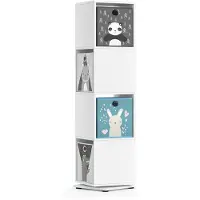 Vicco Kinderboekenkast – 35.2 x 144.2 cm met 4 vouwboxen Wit