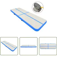The Living Store Opblaasbare Mat - Gymnastiekmat - Gymnastiekmat met pomp opblaasbaar 500x100x20 cm PVC blauw - Trainingsmat - Pvc Mat - Sportieve Mat