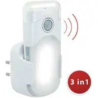 Velamp LED-nachtlamp met automatische noodverlichting, anti-stroomuitvalfunctie, praktische zaklampfunctie, met bewegingssensor en PIR-sensor, verticale stekkerdoos