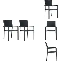 vidaXL Tuinstoel - Tuinstoelen - Kunststof Tuinstoel - Kunststof Tuinstoelen - Tuinstoel 2 st rattan-look kunststof zwart
