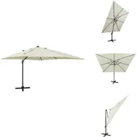 vidaXL Zweefparasol - Zweefparasols - Parasol - Tuinparasol - Zweefparasol met paal en LED-verlichting 300 cm zandkleurig