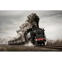Karo-art Fotobehang Vintage Locomotief In Beweging - Vliesbehang - 520 x 318 cm