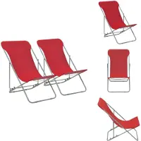 vidaXL Opvouwbare strandstoelen, 2 stuks, staal en Oxford-stof, rood - Tuinstoelen