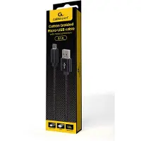 Gembird CCDB-mUSB2B-AMBM-6 Katoenen gevlochten micro-USB-kabel met metalen connectoren, 1,8 m, zwart