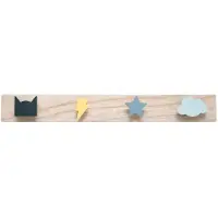 Atmosphera Kapstok kinderkamer - vormen knoppen - 4 haken - MDF hout - 55 x 7 cm - kleurenmix