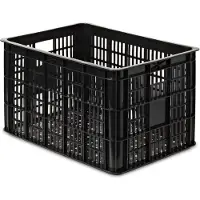 Benson Fietskrat - 2x stuks - zwart - 50 x 35 x 26 cm - kunststof - opbergkrat