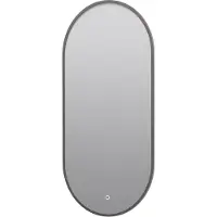 Guido Gusto Ovale badkamerspiegel Alessandro gun metal met verwarming, LED verlichting en touch sensor 50x100cm