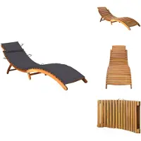 vidaXL Ligbed - Ligstoel - Ligbedden - Ligstoelen - Ligbed met kussen massief acaciahout