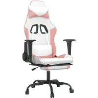 vidaXL Massage gamestoel kunstleer wit en roze