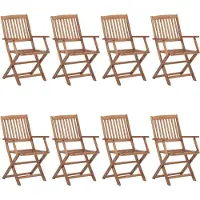vidaXL Tuinstoel - Tuinstoelen - Tuin Stoel - Tuin Stoelen - Tuinstoelen 8 st inklapbaar met kussens massief acaciahout