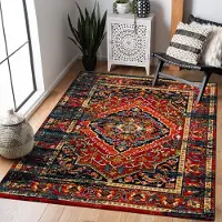 Muratap Vintage marrakech vloerkleed zwart / multi laagpolig- 240x340 cm