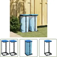 The Living Store Vuilniszakhouder - Vuilnisbak - Vuilniszakhouders 2 st 60 L PP zwart en blauw - Afvalcontainer - Plastic Bak - Zwarte Vuilnisbak