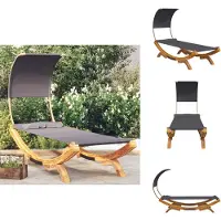 vidaXL Loungebed - Loungebedden - Tuinbed - Zonnebed - Loungebed met luifel 100x200x126 cm gebogen hout antracietkleur