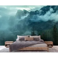 Consalnet Fotobehang - Bergen - Mist - Bomen - Landschap - Vliesbehang - (368 x 254 cm)
