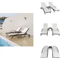vidaXL Ligstoel - Ligstoelen - Ligstoelset - Ligstoelenset - Ligbedden met tafel poly rattan bruin