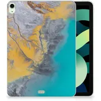 B2Ctelecom iPad Air (2020/2022) 10.9 inch Tablet Back Cover Marble Blue Gold