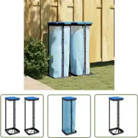 The Living Store Vuilniszakhouder - Vuilnisbak - Vuilniszakhouders 2 st 120 L PP zwart en blauw - Afvalcontainer - Plastic Container - Zwarte Vuilnisbak