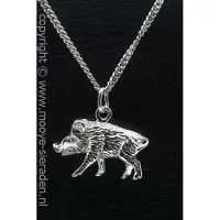 MOOYE ® - Collectie Zilveren Zwijn groot ketting hanger
