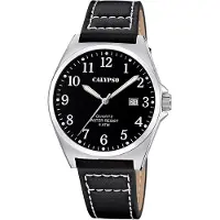 Calypso Kwartshorloge Basic Horloge, herenhorloge, leren band, analoog, dag