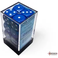 Chessex 12 x D6 Set Opaque 16mm - Blue/White
