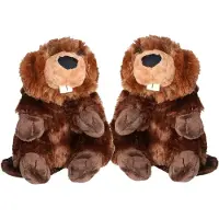 Wild republic 2x stuks pluche bever knuffel 20 cm - Dieren speelgoed bevers knuffels