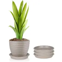 Juypal Hogar Juypal Plantenschotel - 3x - taupe - kunststof - Dia 20 cm - onderschotel/opvangschaal