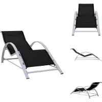 vidaXL Ligbed - Ligbedden - Ligstoel - Ligstoelen - Ligbed textileen en aluminium zwart
