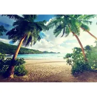 Karo-art 520cm X 318cm - Fotobehang - Palmbomen paradijs, premium print, inclusief behanglijm