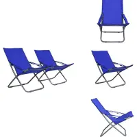 vidaXL Inklapbare Strandstoel - Inklapbare Strandstoelen - Stoel - Stoelen - Strandstoelen 2 st inklapbaar stof blauw