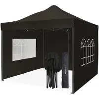 LifeGoods Partytent - 3x3 m - Antraciet - Easy Up Paviljoen met Zijwanden - Draagtas