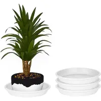 Juypal Hogar Juypal Plantenschotel - 3x - wit - kunststof - D20 cm - onderschotel/opvangschaal