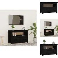 vidaXL Tv-meubel - Tv-meubels - Tv Standaard - Tv Unit - Tv-meubel 79x35x52 cm massief grenenhout zwart