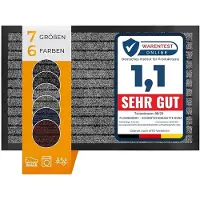 Floordirekt Dura Deurmat - Robuust & Duurzaam - In vele Maten en Kleuren - Antislip Schoonloopmat - Voor Binnen en Buiten - Grijs - 50 x 80 cm